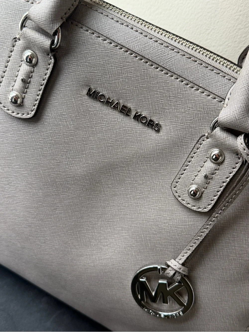 Michael Kors Gray Saffiano Dome Satchel